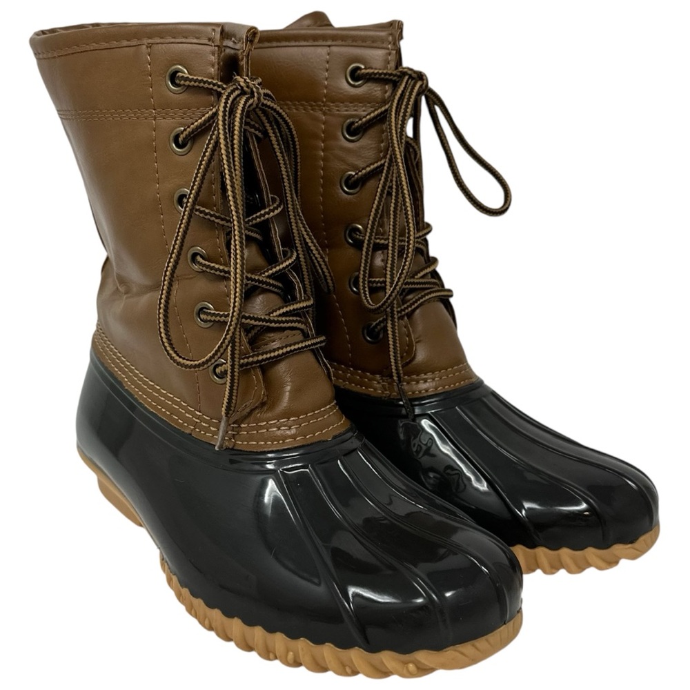 Sporto Duck Boot Womens Ariel  Mid-Calf Lace Up Rain Boots Rainboots Size 6